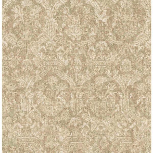Beacon House Lotus Green Damask Paper Strippable Roll Wallpaper (Covers 56.4 sq. ft.)