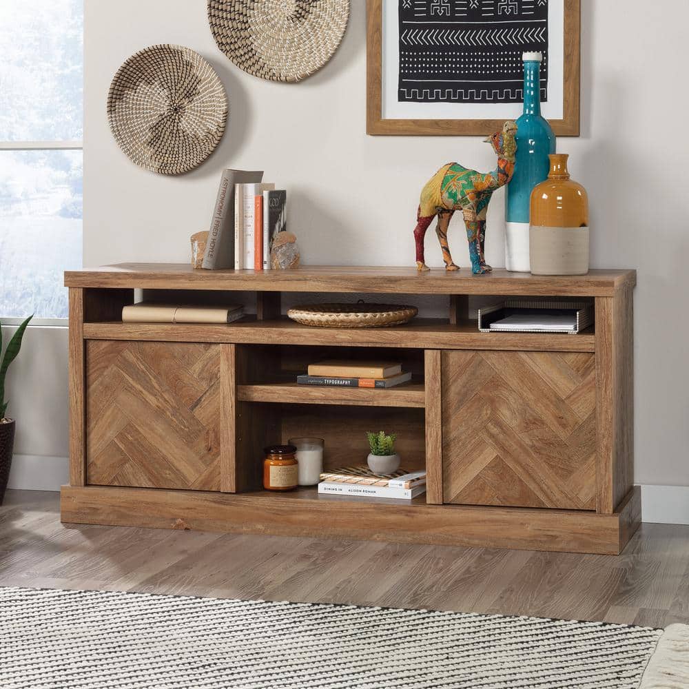 Sindoori Mango Herringbone Pattern 66'' TV Stand with Cabinet