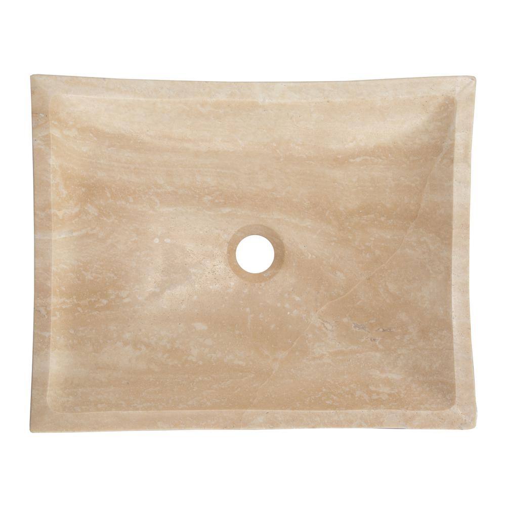 Eden Beige Stone Rectangular Bathroom Sink, 14.75''