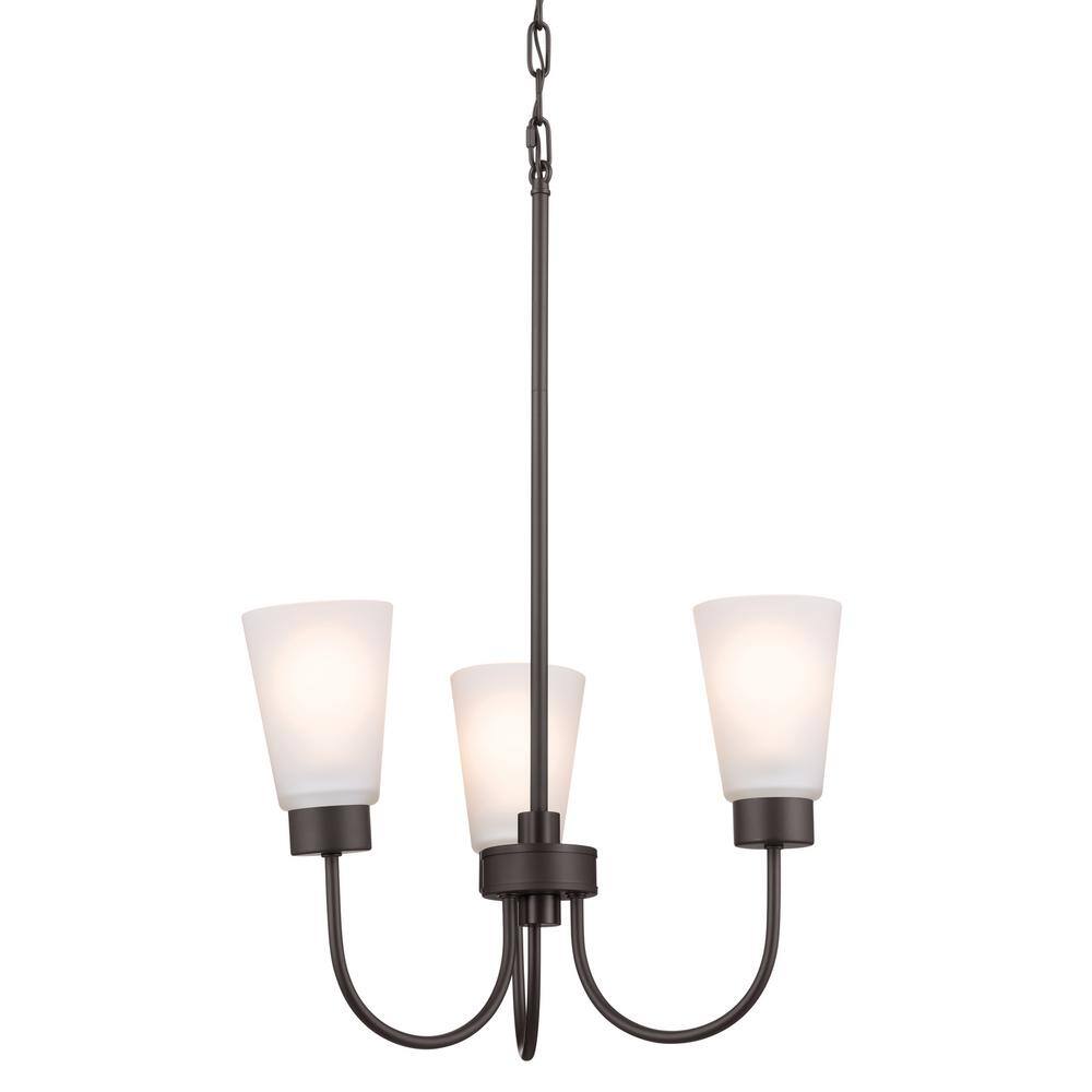 Erma 18" Olde Bronze Traditional Chandelier with White Glass Shades