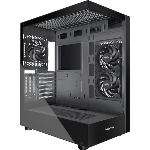 OBJLGEV Full-View Dual Tempered Glass ATX Mid Tower PC Case