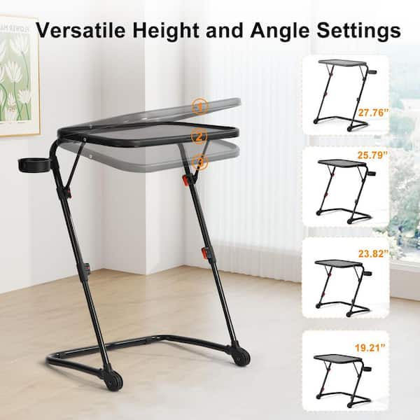 Homy Casa BASELI BLACK 27.7 in. Plastic Modern Rectangle Folding