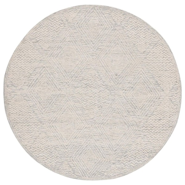SAFAVIEH Textural 6 ft. x 6 ft. Gray/Ivory Diamond Round Area Rug