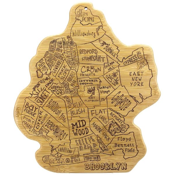 Unbranded 1-Piece Natural Wood Color Brooklyn City Life Bamboo Serving and Cutting Board, 13-1/2 in. x 11-3/4 in.