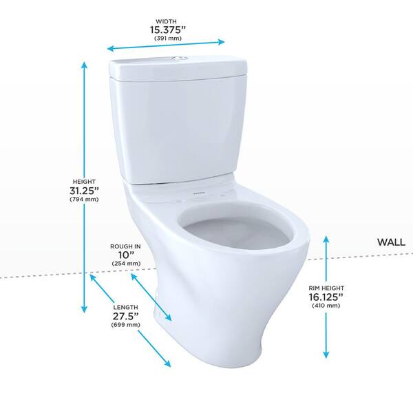 Toto Aquia 2 Piece 0 9 1 6 Gpf Dual Flush Elongated Toilet With 10 In Rough In In Cotton White Cst412mf 10 01 The Home Depot