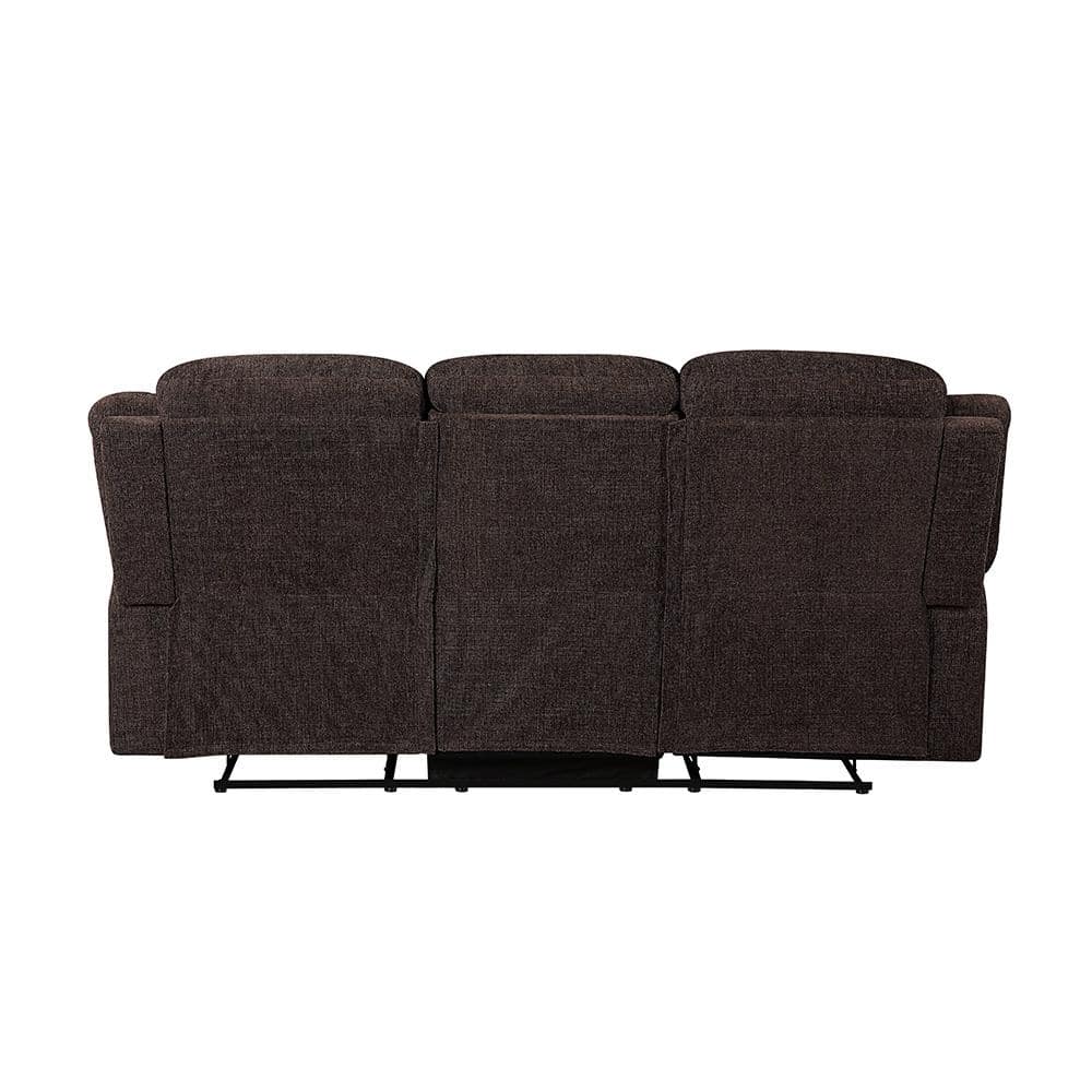 Kalen 78'' Velvety Brown Chenille Reclining Sofa with Cup Holders