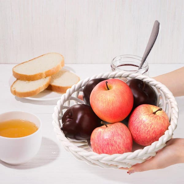 1 Piece Ceramic Fruit Bowl, Decorative Fruit Basket with Holes, 9.7 in. Large Fruit Vegetable Holder Serving Bowl