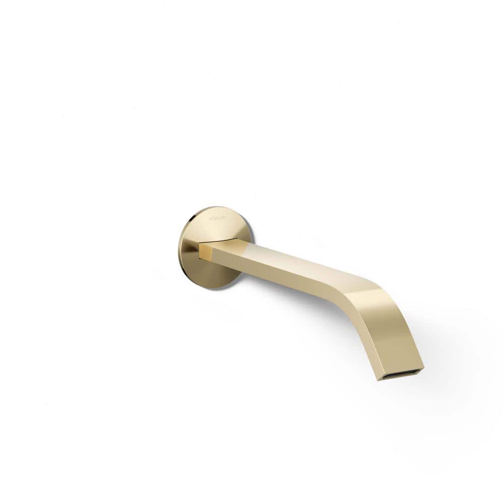 Components Wall-Mount Bathroom Sink Faucet Spout with Ribbon Design 1.2 GPM in Vibrant French Gold