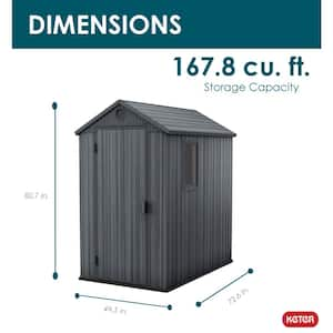 Darwin 4 ft. W x 6 ft. D Outdoor Durable Resin Plastic Storage Shed with Lockable Door and Floor, Grey (24.96 sq. ft.)