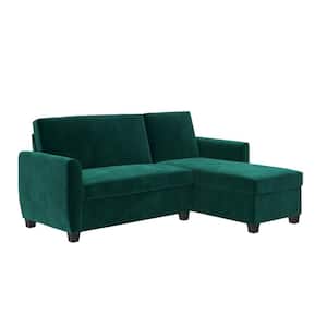 Nahla 31.5 in. W Sectional Green Velvet Twin Sofa Bed with Storage