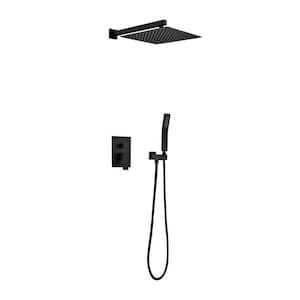1-Spray Patterns Shower Head with Dual Wall Mount 1.5 GPM in Matte Black