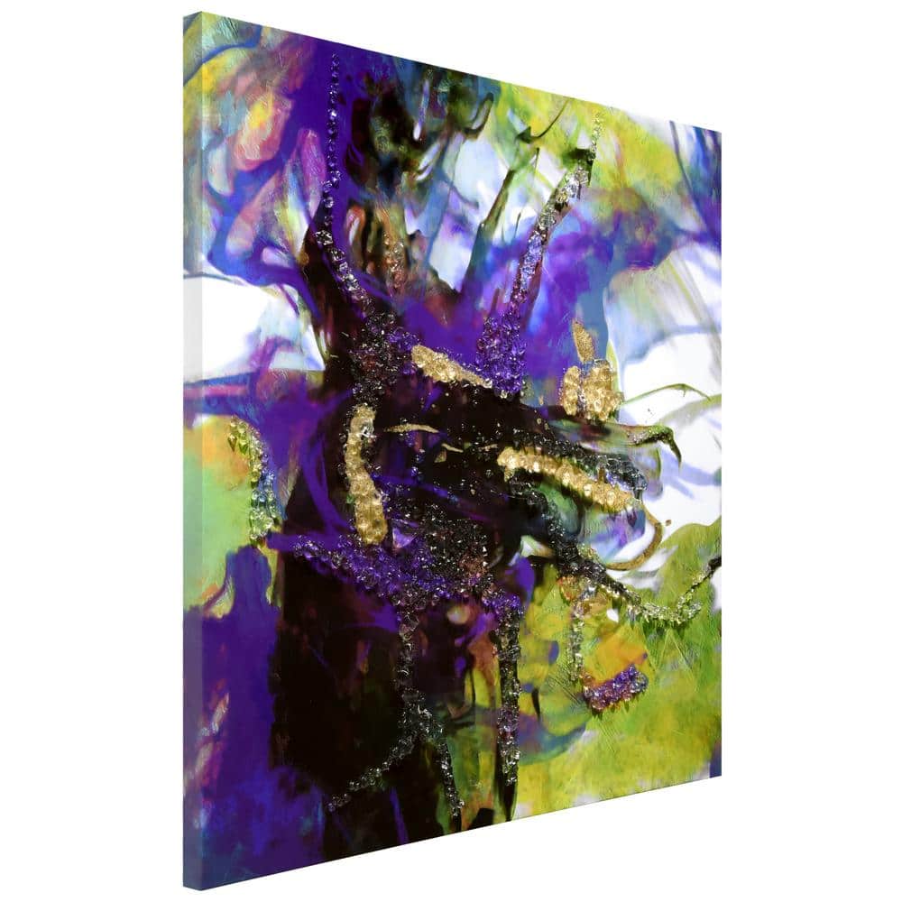 Vibrant Essence I 40" Abstract Canvas with Epoxy and Crystal Shards