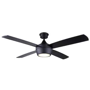 Judson 52 in. Indoor Matte Black Standard Ceiling Fan with Soft White Integrated LED with Remote Included