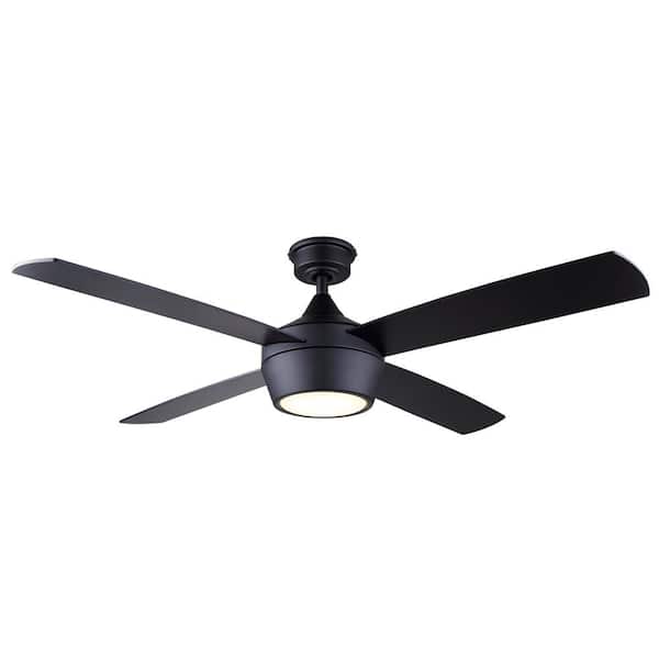 CANARM Judson 52 in. Indoor Matte Black Standard Ceiling Fan with Soft White Integrated LED with Remote Included