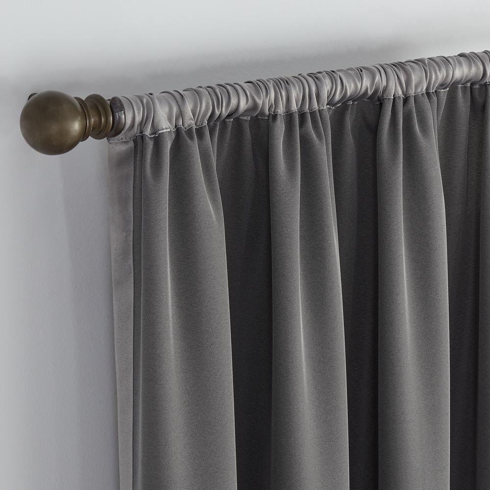 Gray Polyester Room Darkening Curtain Panel 54 x 63