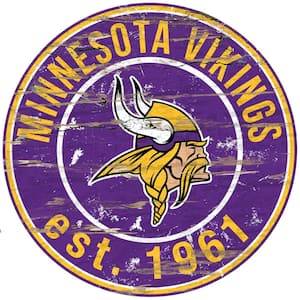 24" NFL Minnesota Vikings Round Distressed Sign