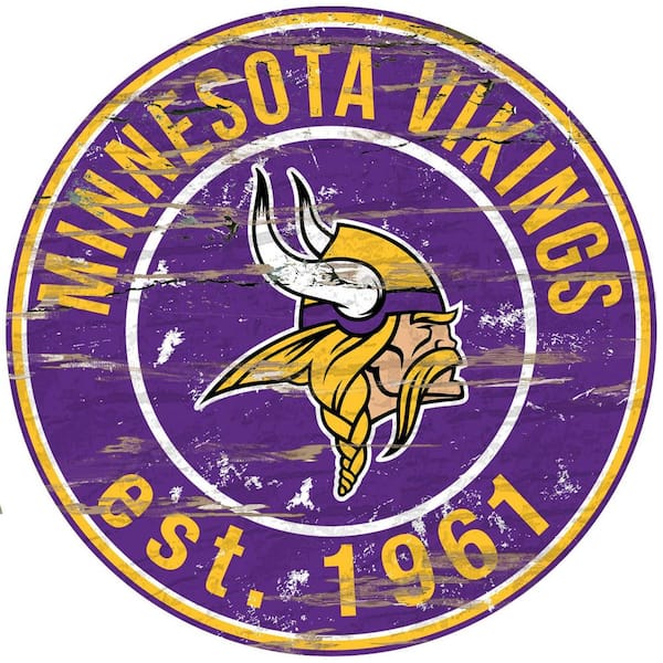 24' NFL Minnesota Vikings Round Distressed Sign