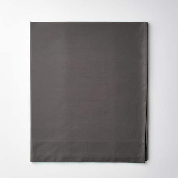 The Company Store Company Cotton Graphite Solid 300-Thread Count Cotton Percale Twin Flat Sheet