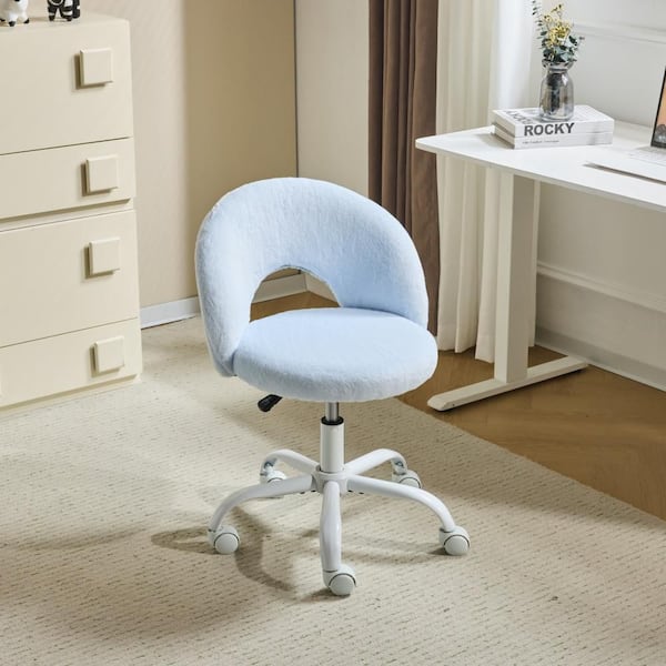 Winado Velvet Fabric Swivel Office Chair Task Chair in Sky Blue with Armless