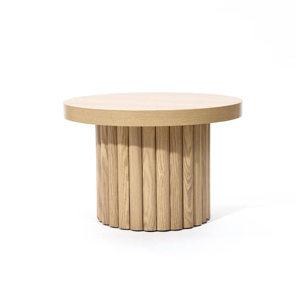 23.6 in. Brown Round Wood Coffee Table