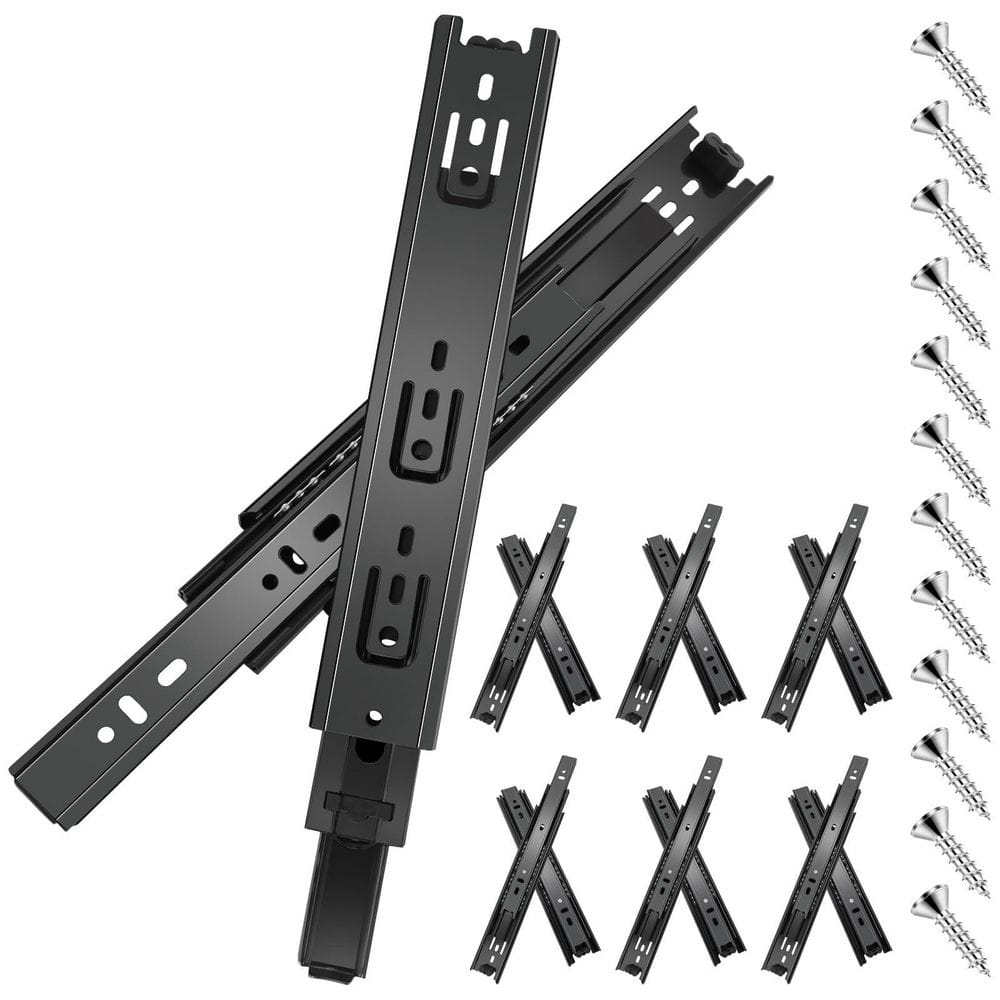 16 in. Zinc-Plated Steel Black Side Mount Heavy Duty Soft-Close Drawer Slides Full Extension 6 Pairs Pack price history on PriceWatchPro