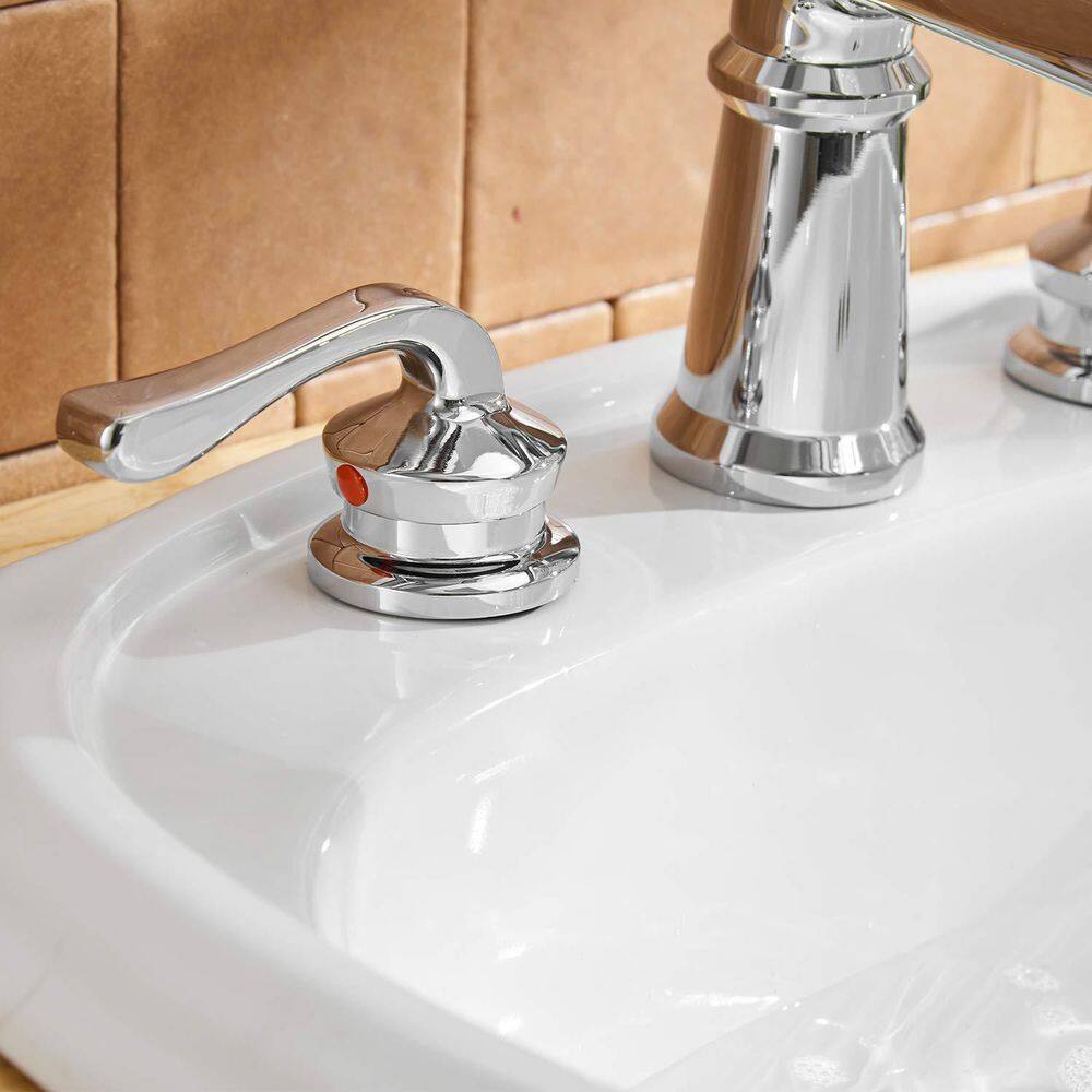 Polished Chrome Waterfall Widespread 2-Handle Bathroom Faucet