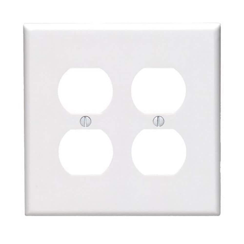 UPC 078477491935 product image for 2-Gang White 2-Duplex Outlet/Receptacle Plastic Midway/Midsize Wall Plate (1-Pac | upcitemdb.com