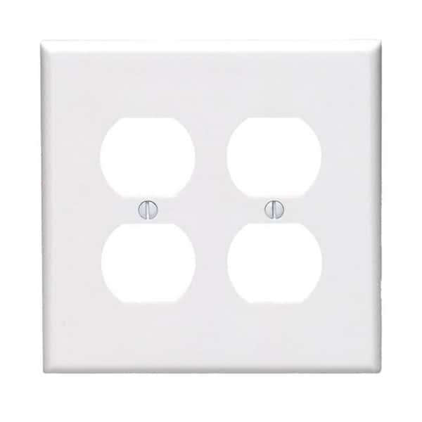Leviton 1-Gang Midway Size 2-Duplex Receptacles Plastic Wall Plate in White