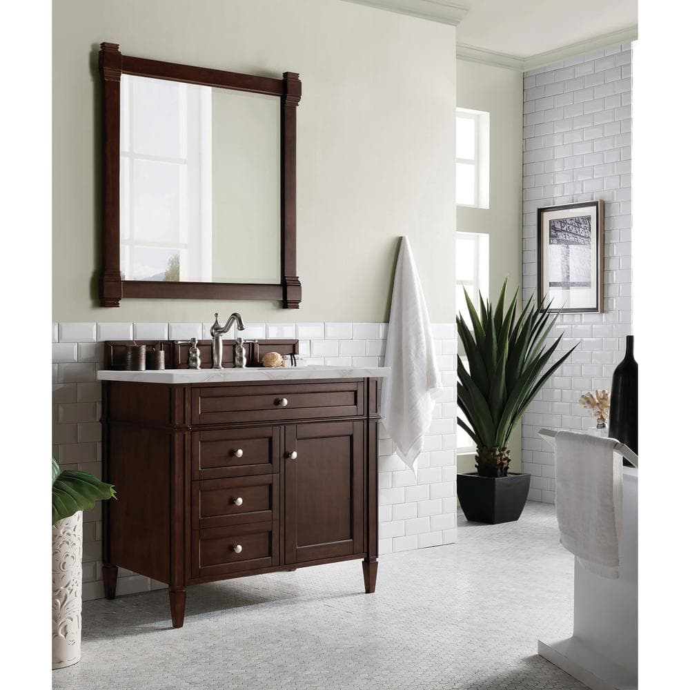 Brittany 36.0 in. W x 23.5 in. D x 34.0 in. H Bathroom Vanity in Burnished Mahogany with Victorian Silver Top price history on PriceWatchPro