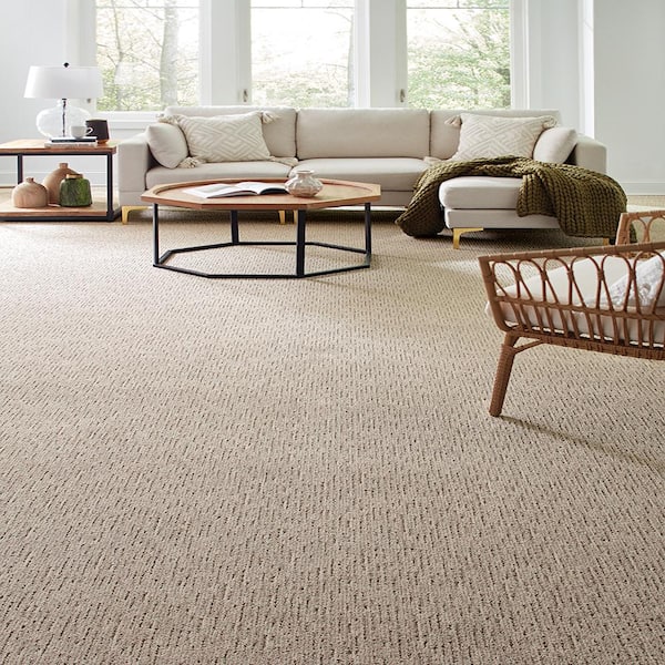 Smooth Summer Velvet Drift Beige 37 oz Polyester Pattern Installed Carpet