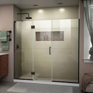 Unidoor-X 64.5 to 65 in. x 72 in. Frameless Hinged Shower Door in Matte Black