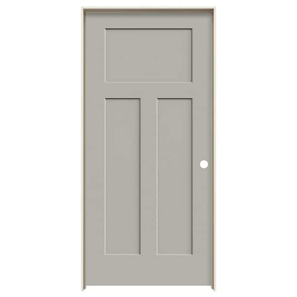 JELD-WEN 36 in. x 80 in. Craftsman Vanilla Painted Left-Hand Smooth Solid Core Molded Composite MDF Single Prehung Interior Door
