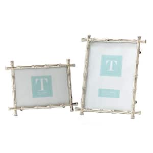 Silver Bamboo Includes 2-Sizes 4 in. x 6 in. and 5 in. x 7 in. Picture Frames (Set of 2)