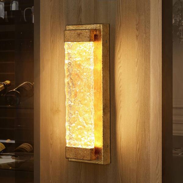 LNC Modern 1-Light Vintage Gold Leaf LED Wall Sconce with Textured ...