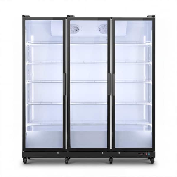 67 in. W 42.6 cu. ft. Commercial Refrigerator Glass 3-Door Merchandiser Display in Black