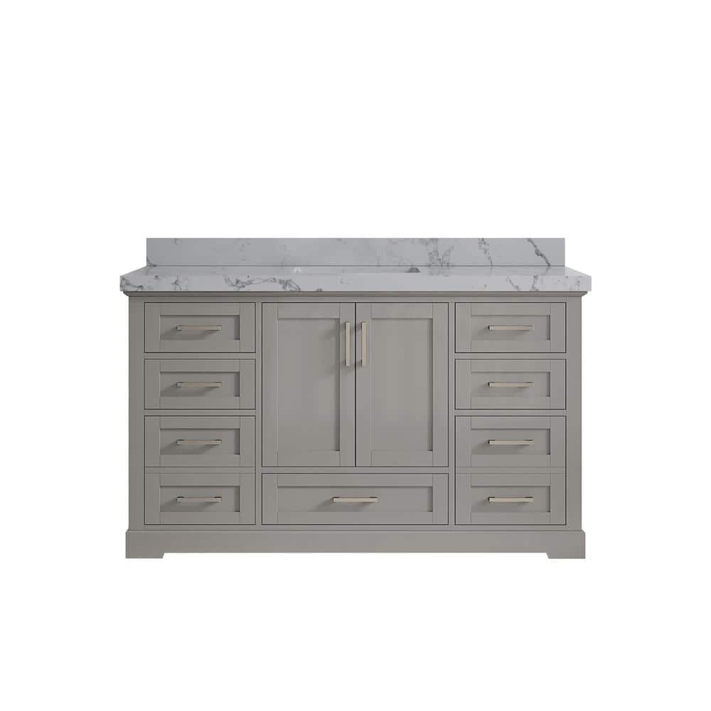 Boston 60 in. W x 22 in. D x 36 in. H Single Sink Bath Vanity in Elephant Gray with 2 in. Venatino Quartz Top price history on PriceWatchPro