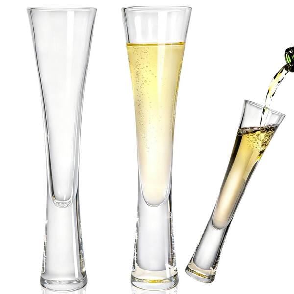 2-Pack 5 Oz Ultra-Long Crystal Champagne Flute Glasses Lead-Free Dishwasher Safe Prosecco Mimosas Party