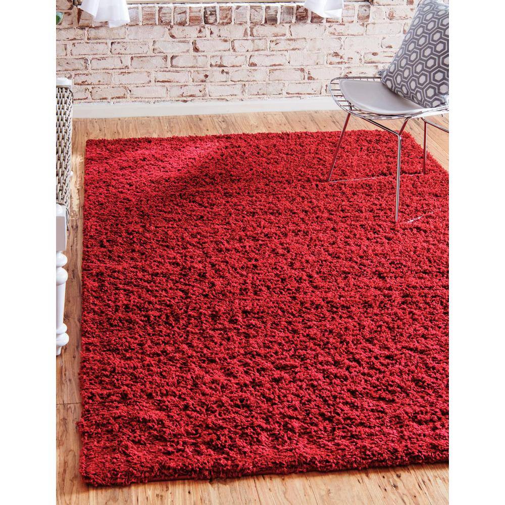 Cherry Red Luxe Shag 10'x13' Reversible Area Rug