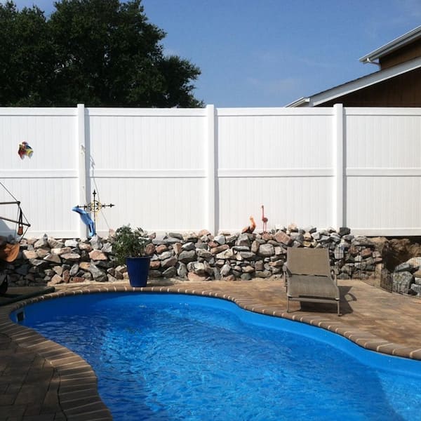 Augusta 8 ft. H x 8 ft. W White Vinyl Privacy Fence Panel Kit