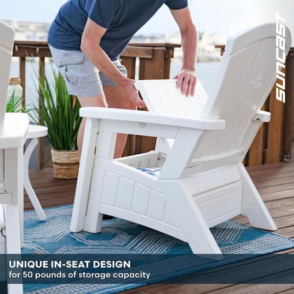 Suncast Ice Cube White Plastic Adirondack Chair BMAC1000CB - The