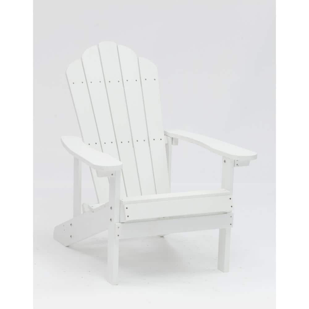 Classic HIPS All-Weather White Plastic Adirondack Chair, Outdoor Patio Weat