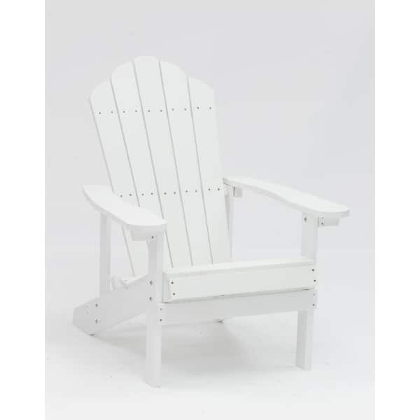 Unbranded Classic HIPS All-Weather White Plastic Adirondack Chair, Outdoor Patio Weather Resistant Patio Chair for Deck Lawn