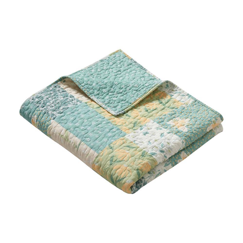 Evangeline Mist Cotton Patchwork Quilted Throw Blanket 50" x 60"