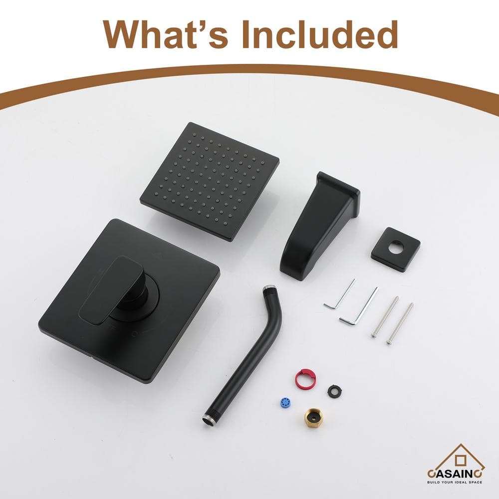 Matte Black Adjustable Wall Mounted Rain Shower Faucet Set