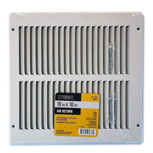 10 in. x 10 in. Steel Return Air Grille in White
