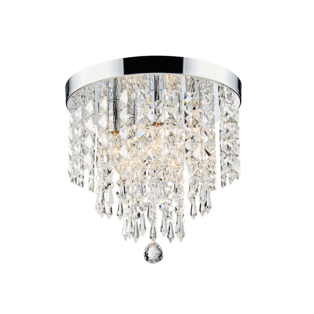 Merra 11" Chrome Crystal Close-to-Ceiling Light