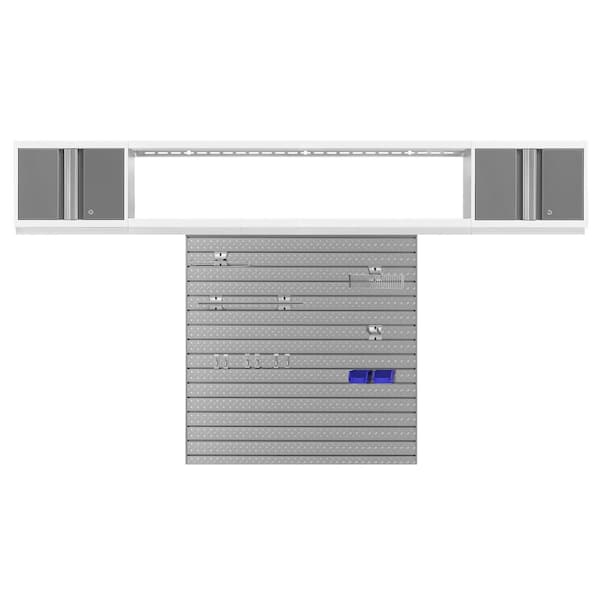 Bold Series 120 in. W x 48.25 in. H x 12 in. D 24-Gauge Steel Garage Cabinet Set in Platinum (2-Piece)