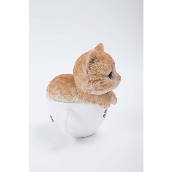 Hi Line Gift Teacup Kitten Orange Tabby Statue A The Home Depot