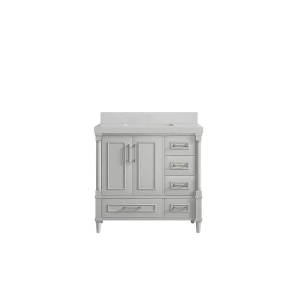 Willow Collections Hudson 36 in. W x 22 in. D x 36 in. H Single Sink Bath Vanity Center in Gray with 2 in. Carrara Quartz Top