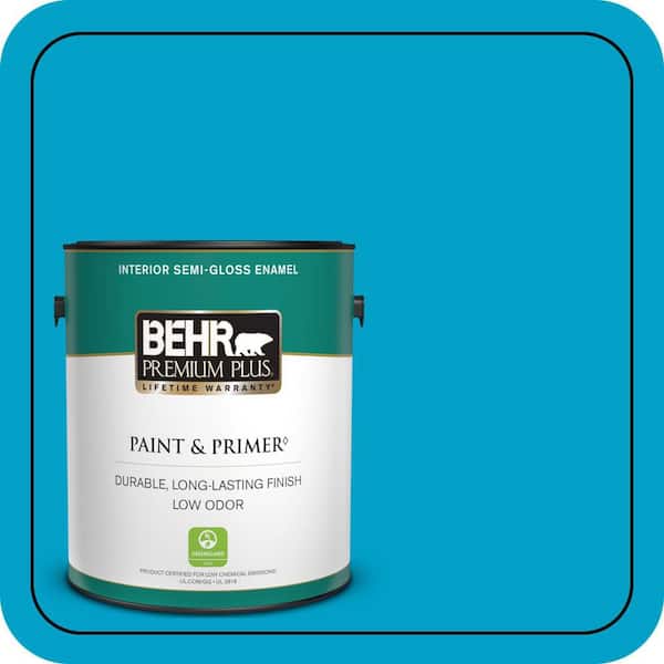 BEHR PREMIUM PLUS 1 gal. #P490-5 Yucatan Semi-Gloss Enamel Low Odor Interior Paint & Primer